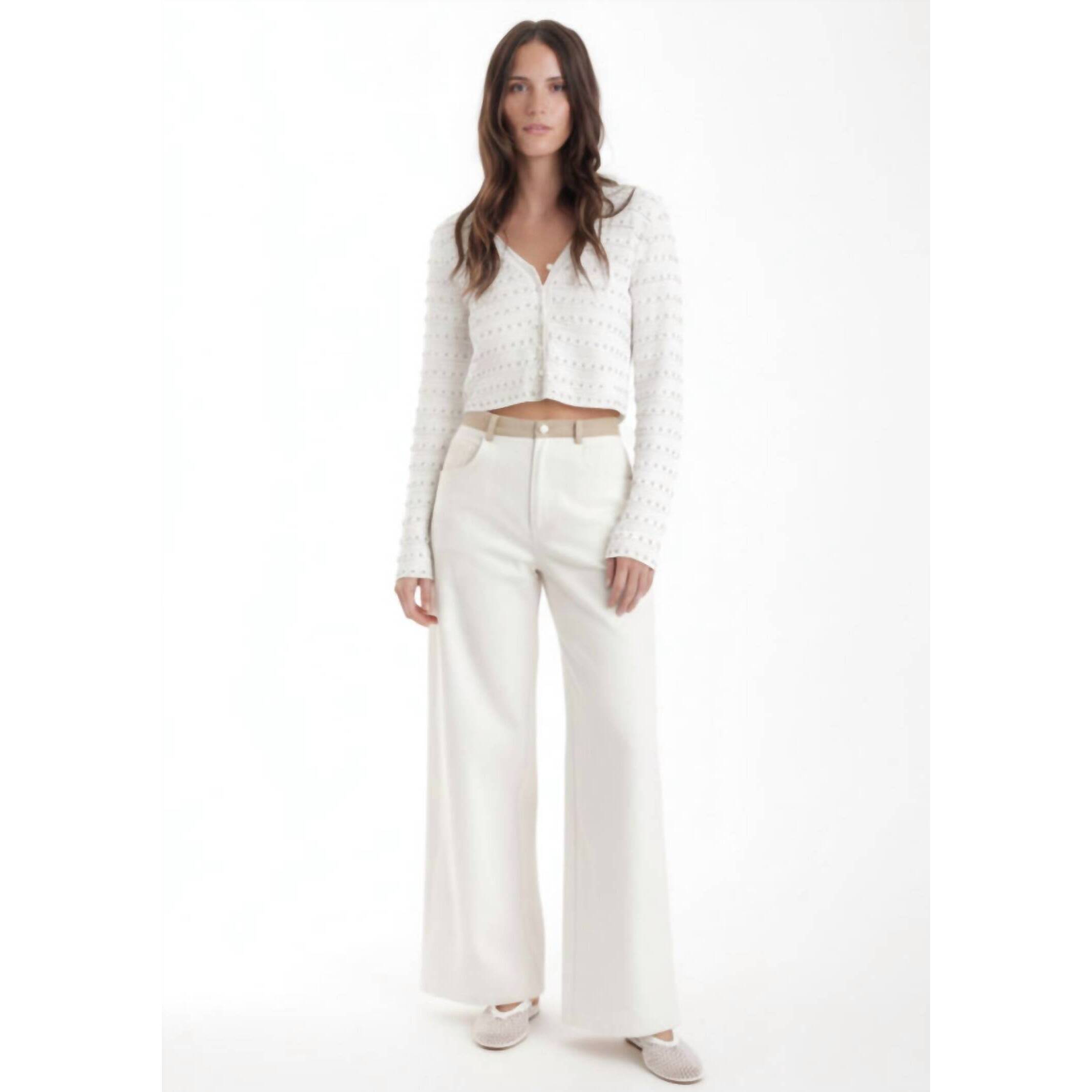 New Karina Grimaldi Anna Studed Cardigan In White